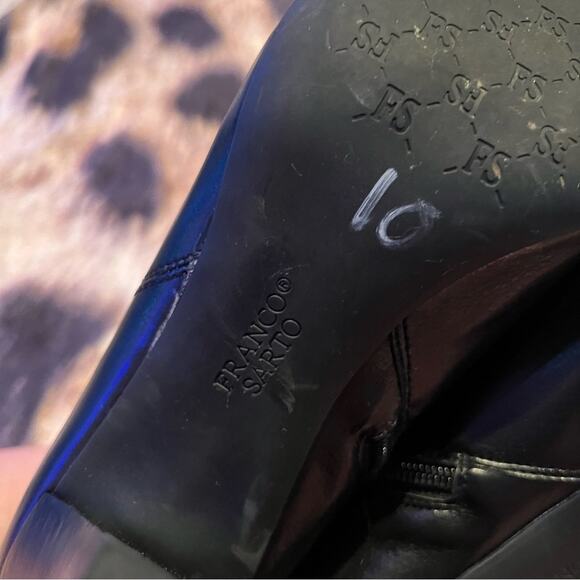 Franco Sarto Black Leather Heeled Ankle Boots Size 10 - Picture 9 of 10